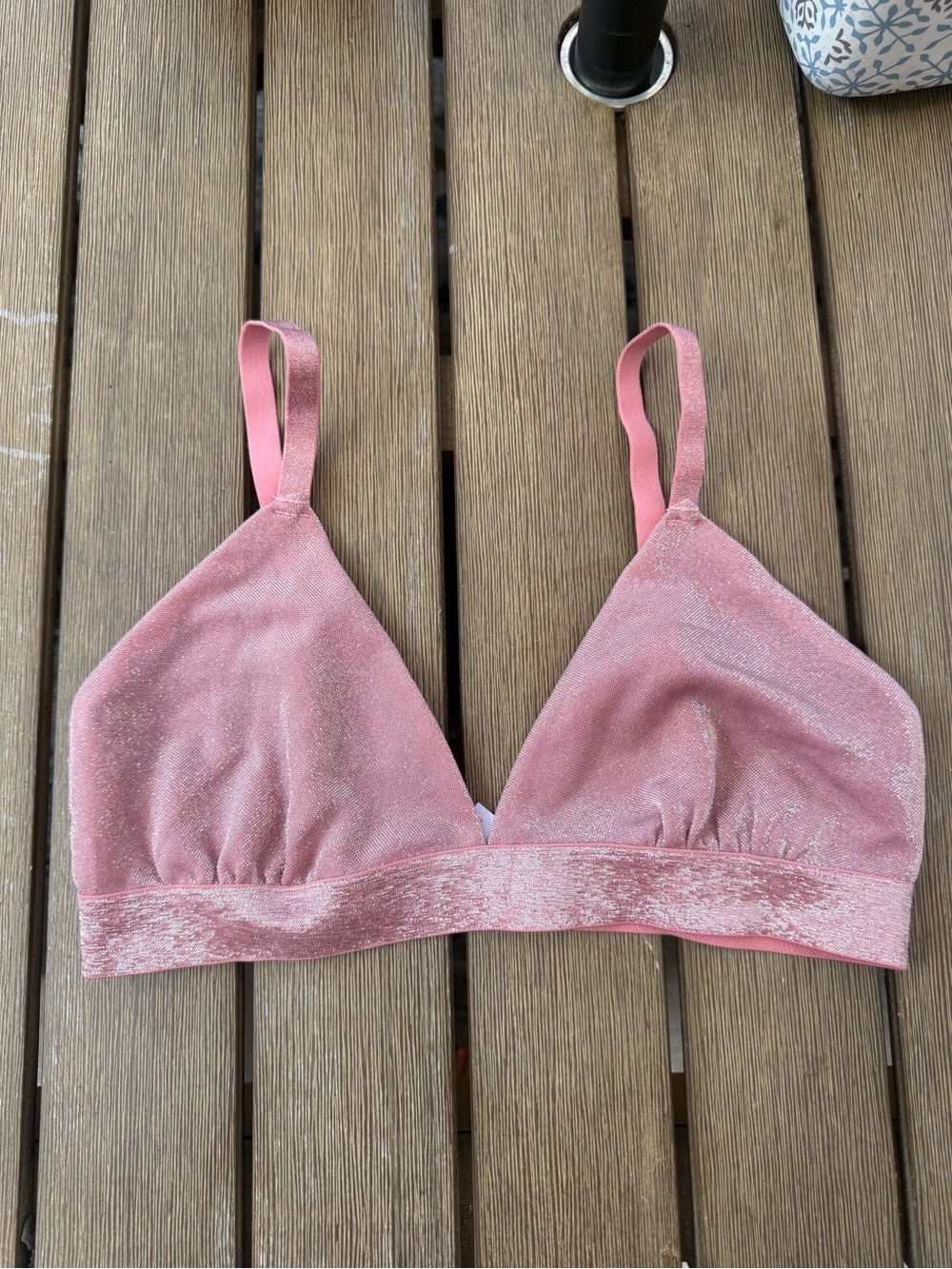 Colsie Pink Metallic Shimmer Wireless Bralette Size Medium